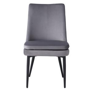 BHS LIVING Esszimmerstuhl, Küchenstuhl, Stuhl für den Wartebereich LIVIA Polstersessel mit hohem Rücken Samtstoff: dunkelgrau 60x47x89 cm